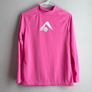 Kanu Surf Keri Rash Guard Long Sleeve Pink Shirt UPF 50+ Sun Protection Small